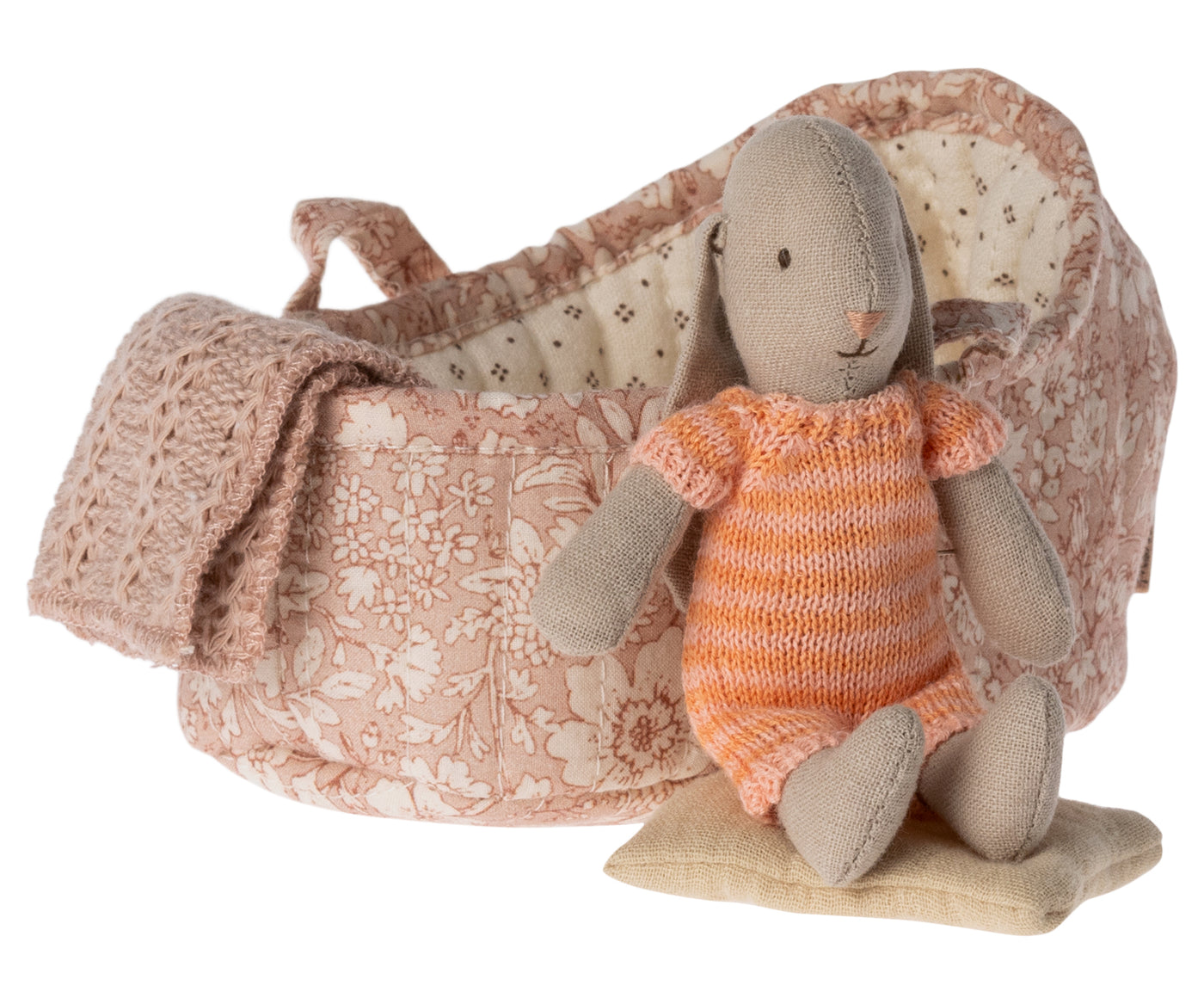 Bunny in carry cot, micro - Peach