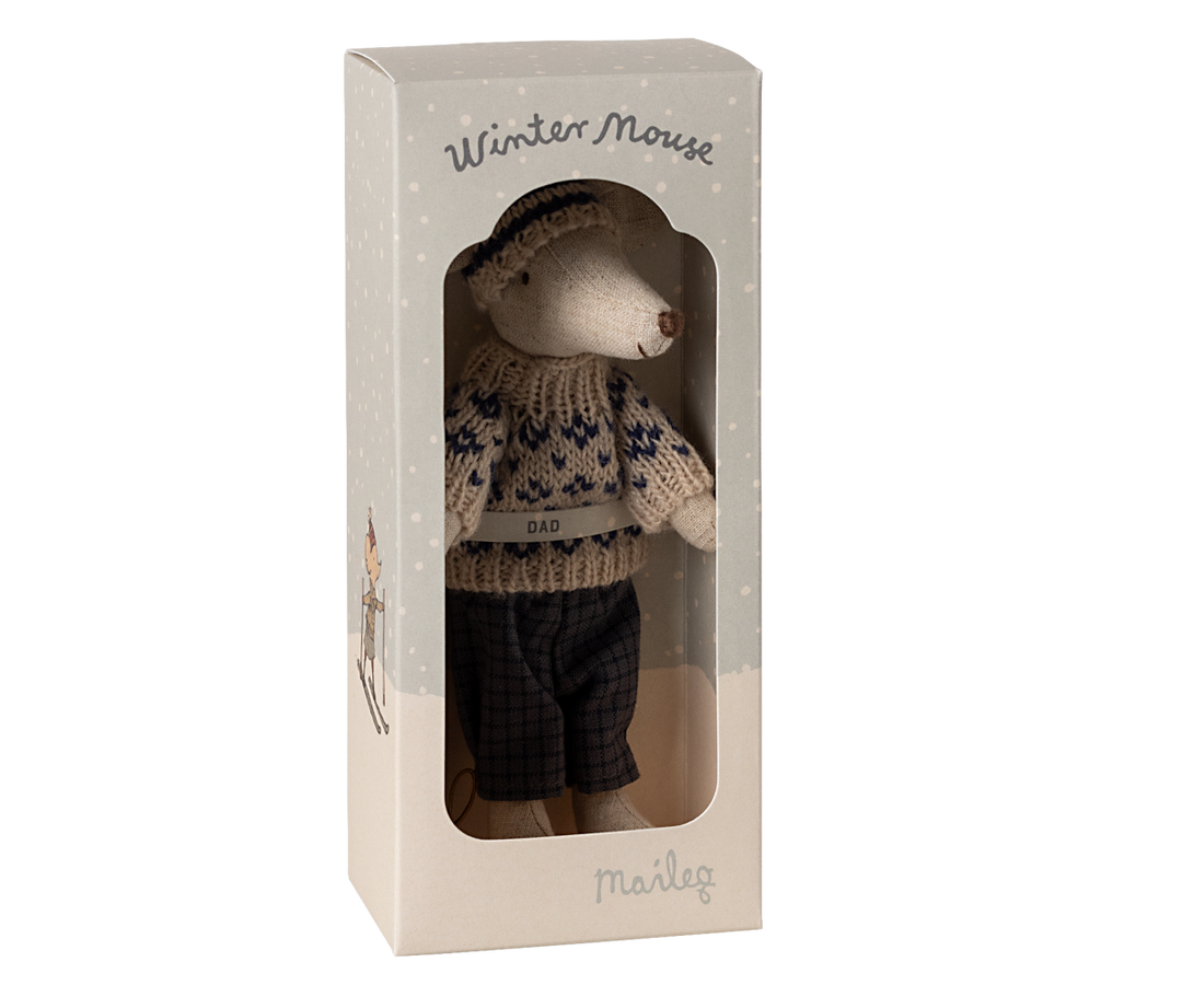 Winter mouse with ski set, Dad - blue