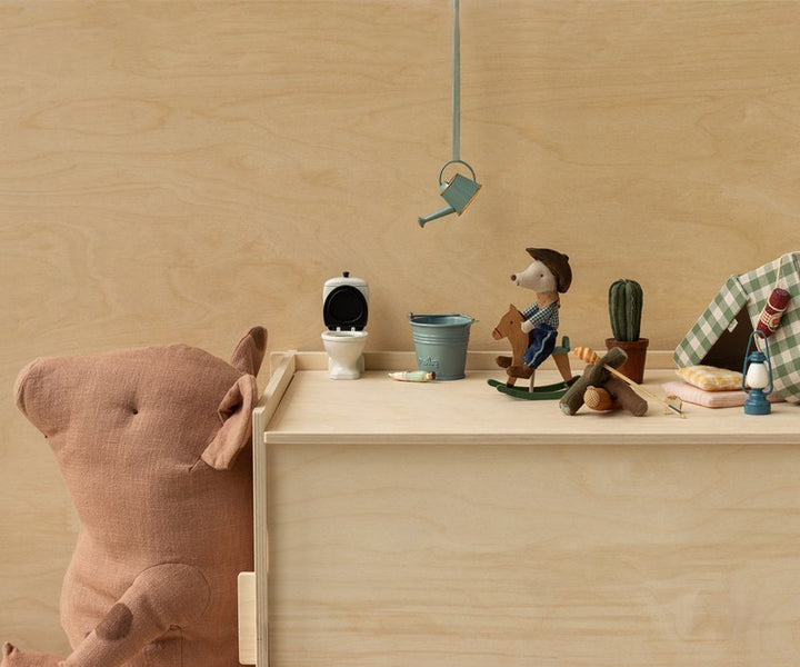 Cowboy mouse on rocking horse, Little brother