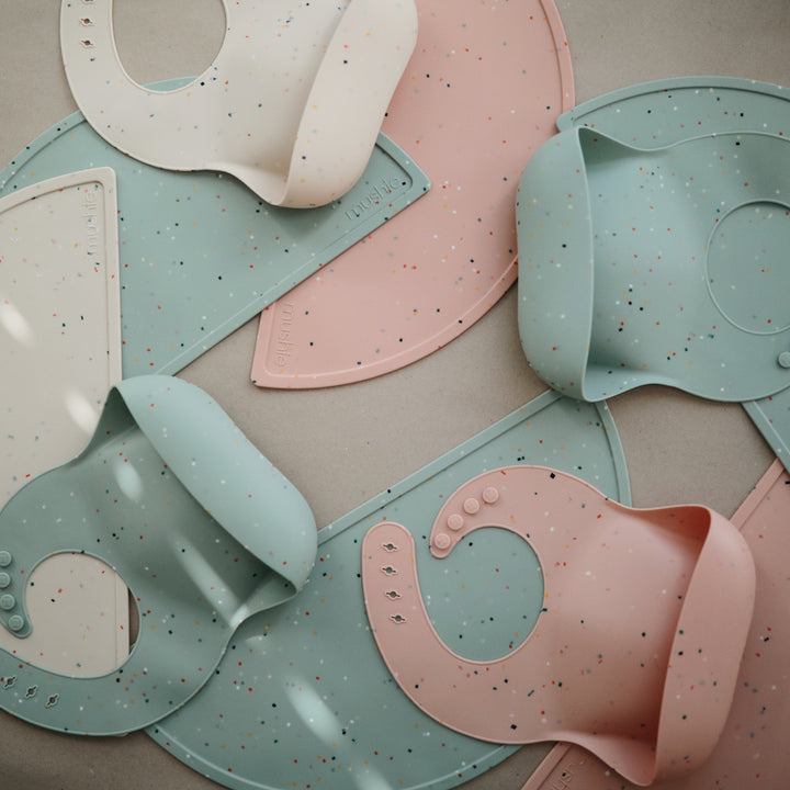 Silicone Baby Bib Powder Pink Confetti