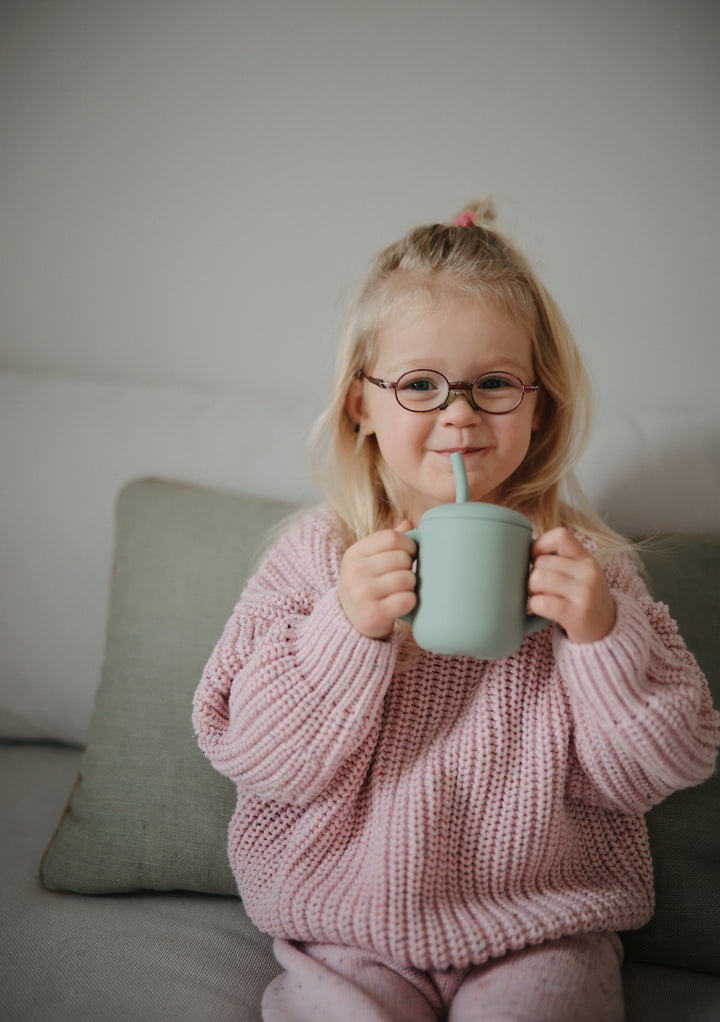 Silicone Training cup + Straw Blush