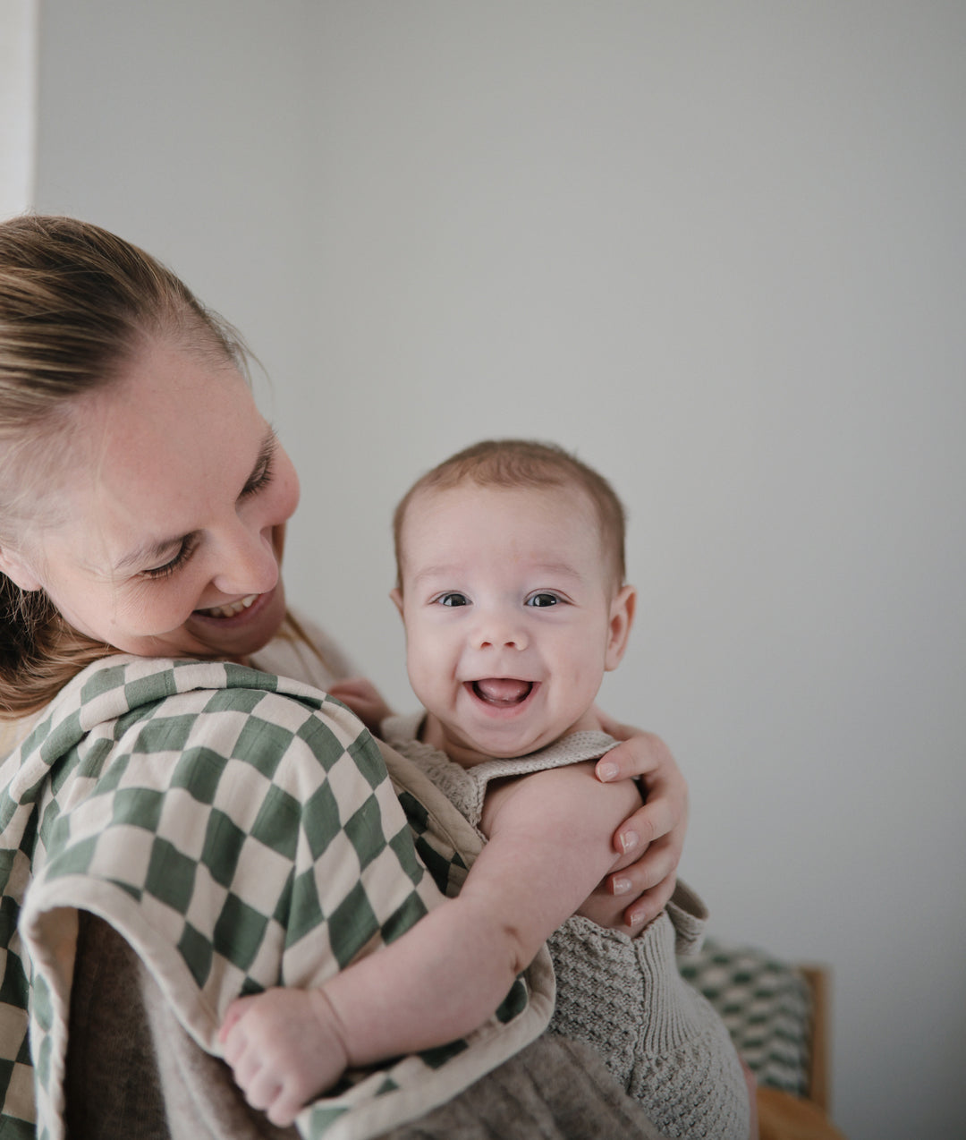 Organic Cotton Muslin Burp Cloth 2-Pack Olive Check / Natural Check