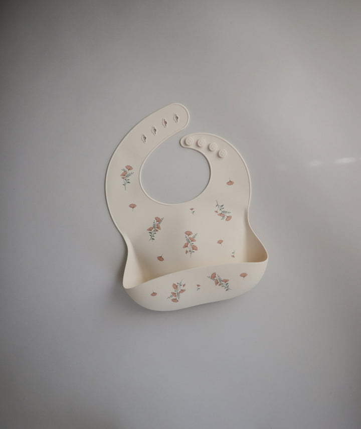 Silicone Baby Bib Pink Flower