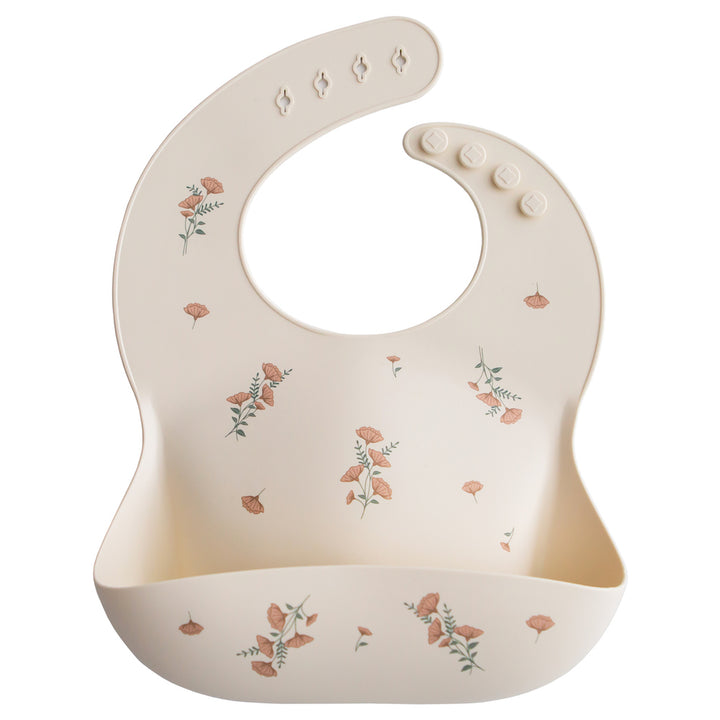 Silicone Baby Bib Pink Flower