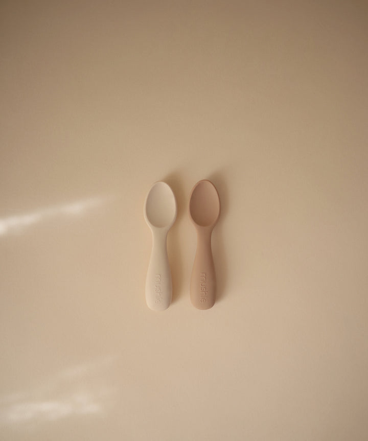 Silicone Toddler Starter Spoons 2-Pack Natural/Shifting Sand