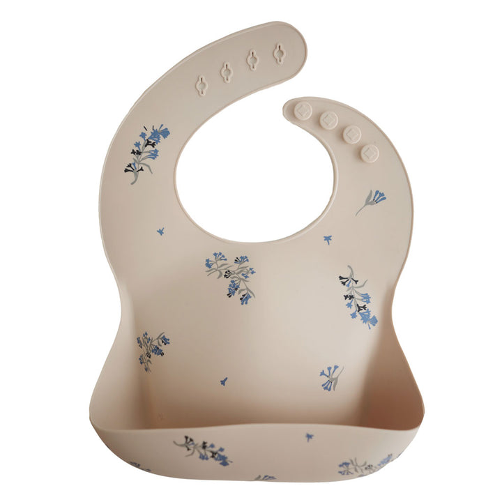 Silicone Baby Bib Powder Liliac Flowers