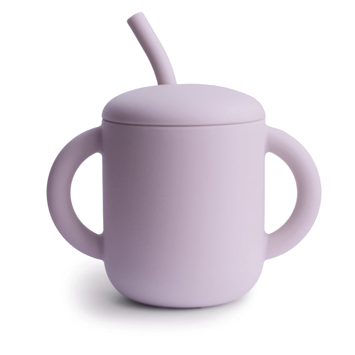 Silicone Training cup + Straw Soft Lilac