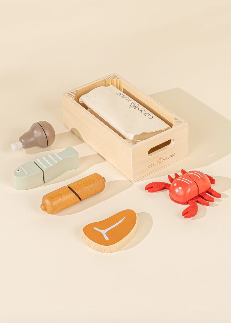 Wooden Meat & Fish Playset