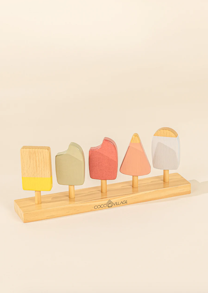 Wooden Popsicles & Stand Playset