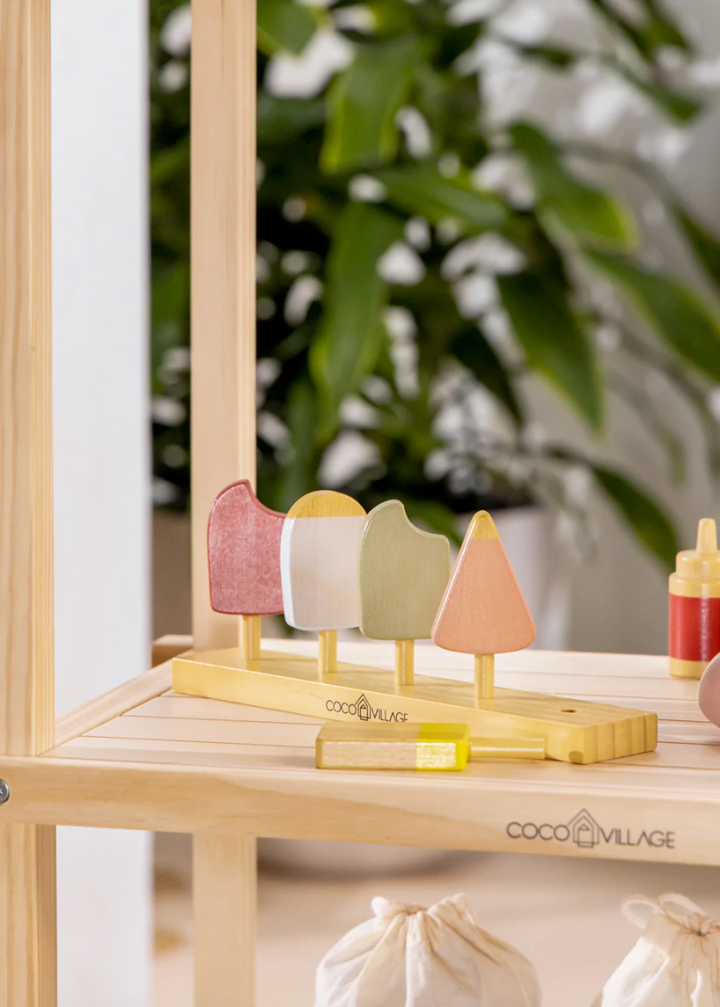 Wooden Popsicles & Stand Playset