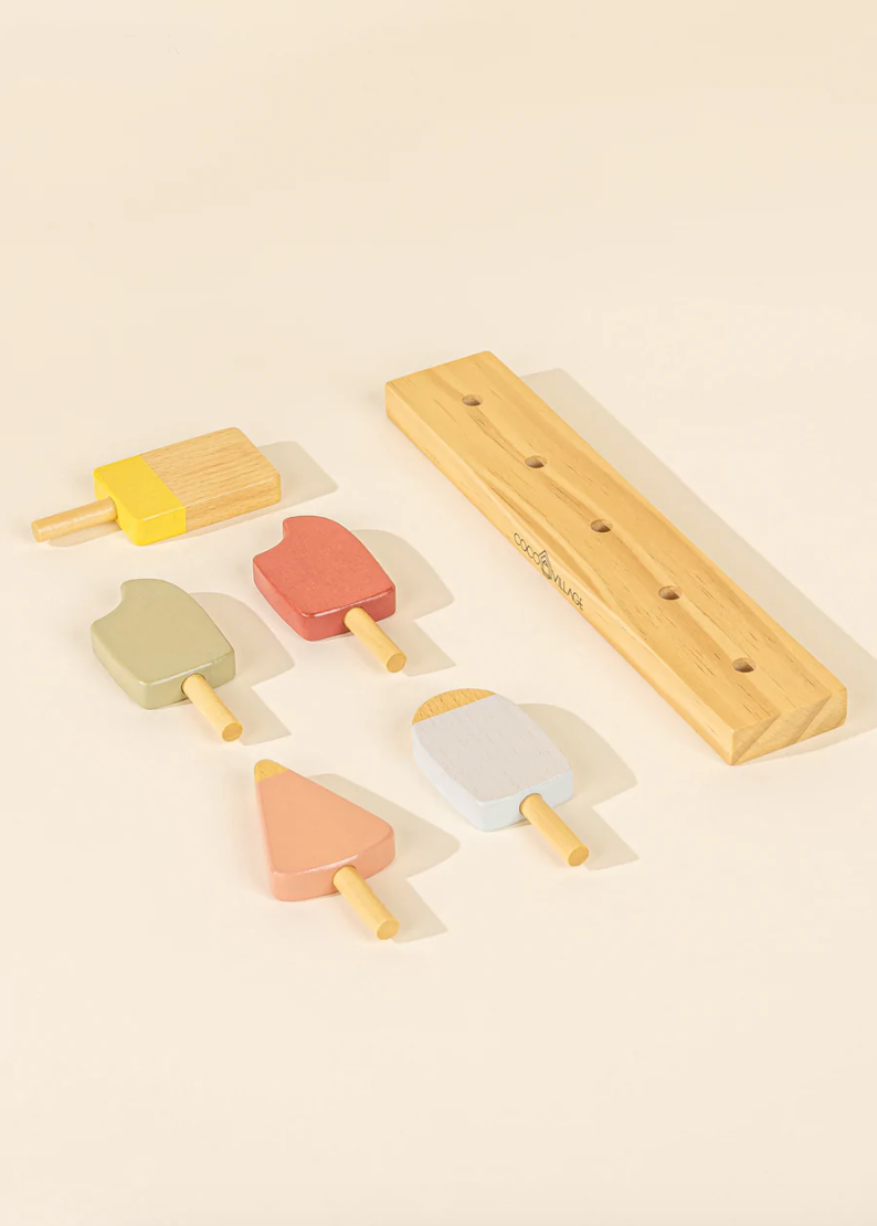 Wooden Popsicles & Stand Playset