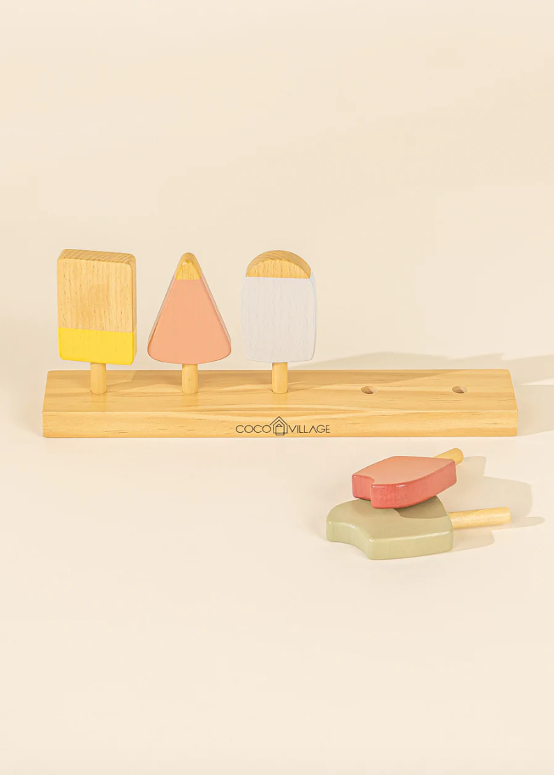 Wooden Popsicles & Stand Playset