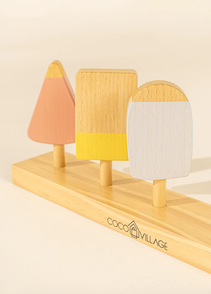 Wooden Popsicles & Stand Playset