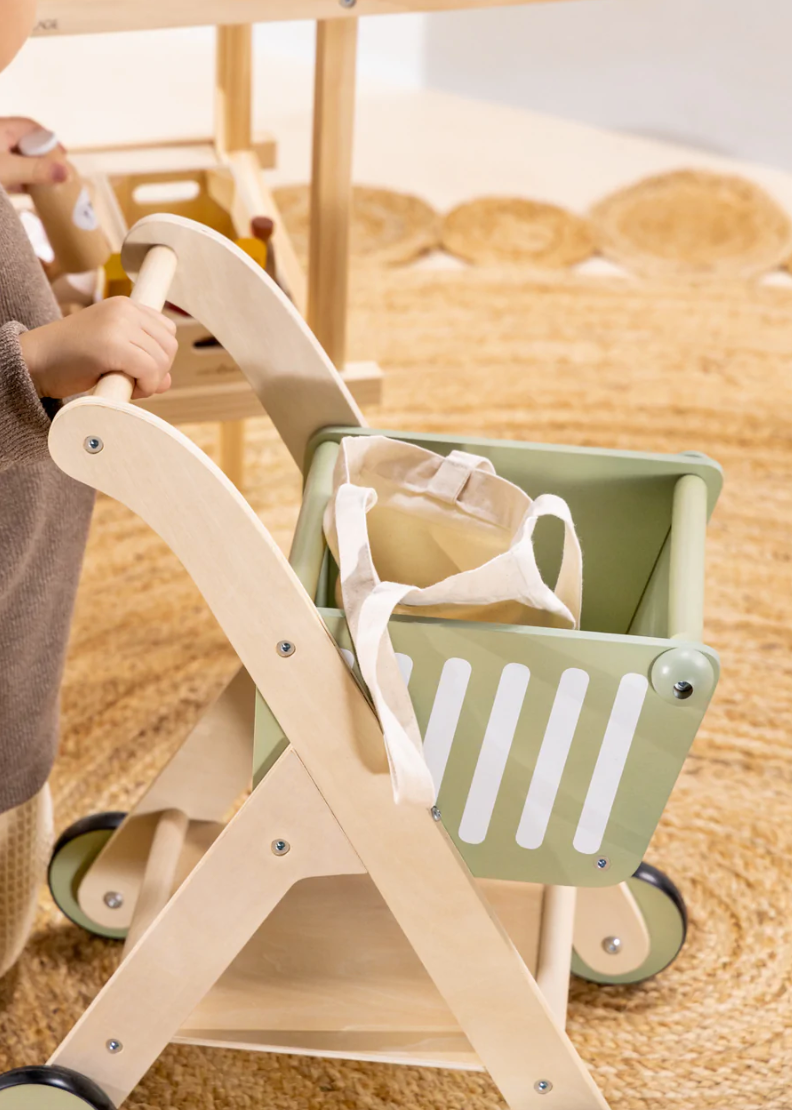 Wooden Shopping Cart - SEAFOAM