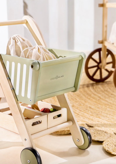 Wooden Shopping Cart - SEAFOAM