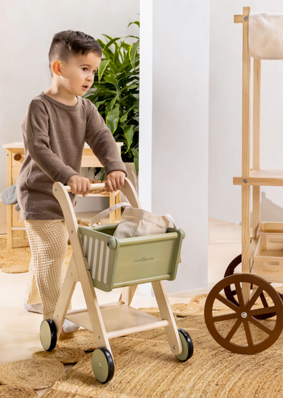 Wooden Shopping Cart - SEAFOAM